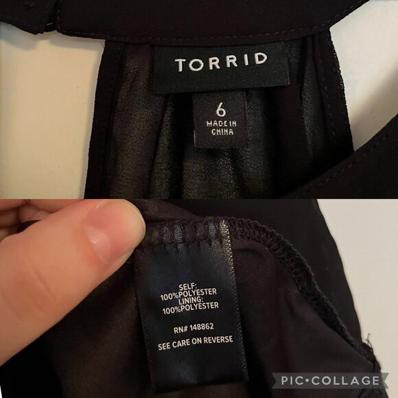 Torrid Size 6xl Black Babydoll Chiffon Goddess Neck Tank - Picture 6 of 8